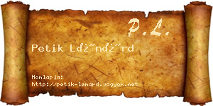 Petik Lénárd névjegykártya